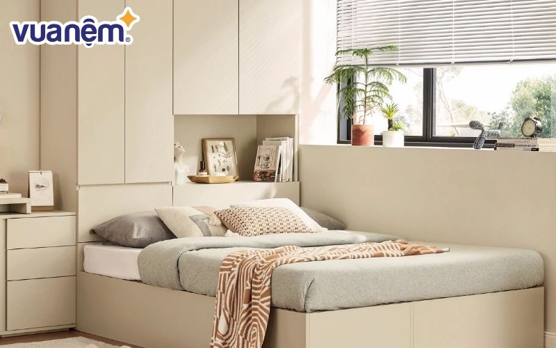 Giường ngủ hiện đại kết hợp liền tủ đồ Shiloh