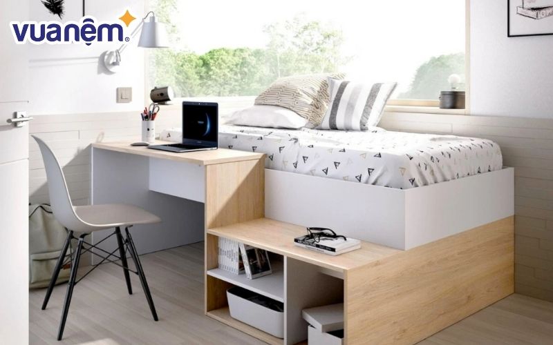 Giường thông minh kết hợp bàn học và giá sách