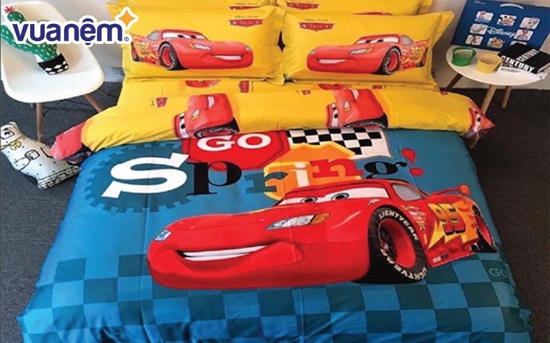 Ga giường trẻ em 1m2 hình ô tô
