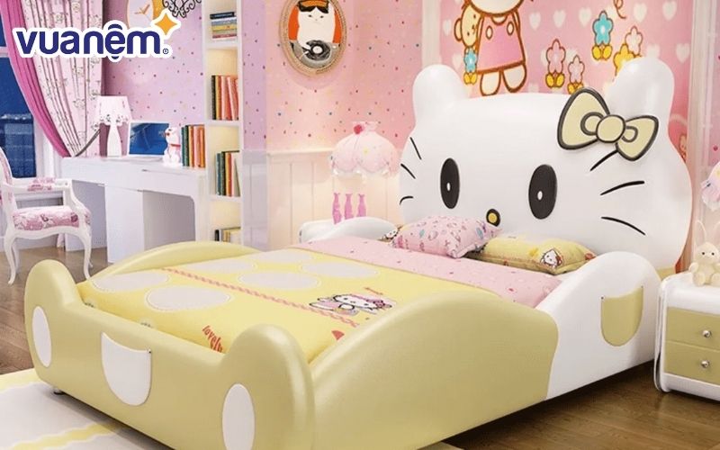 Mẫu giường ngủ cho bé gái Hello Kitty
