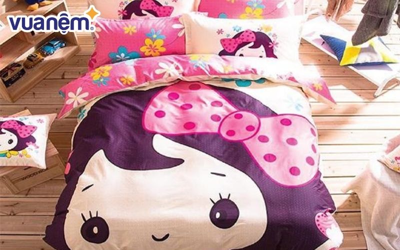 Ga giường cho trẻ hình cô gái đáng yêu