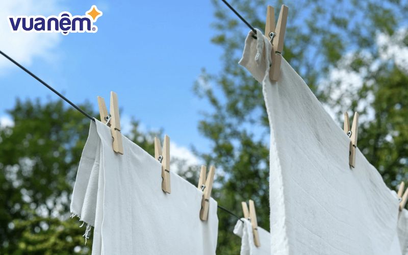 Phơi nắng nệm và chăn ga gối