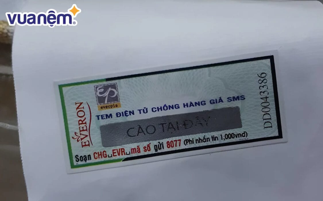 Sản phẩm Everon chính hãng có tem chống hàng giả được in sắc nét
