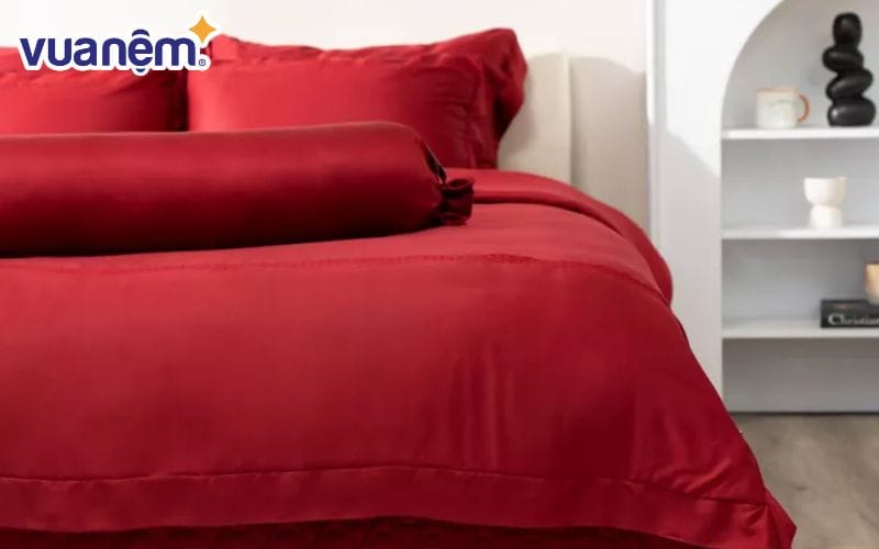 Bộ Chăn ga lụa tencel cao cấp Amando Soulmate 7 chi tiết màu Đỏ
