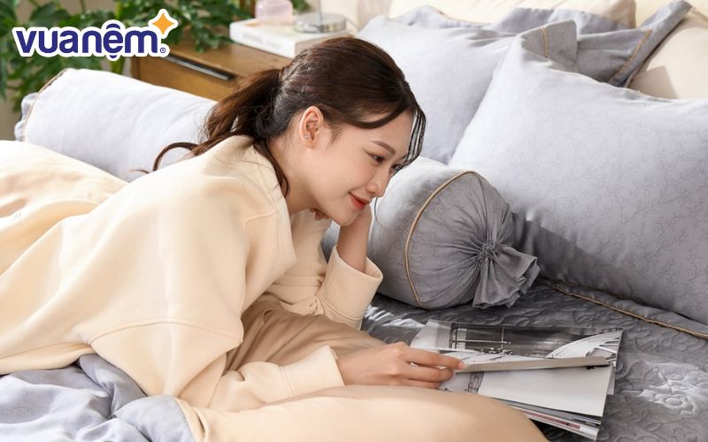 Bộ chăn ga phủ chần Lụa Tencel cao cấp Amando Élan 5 chi tiết màu xám