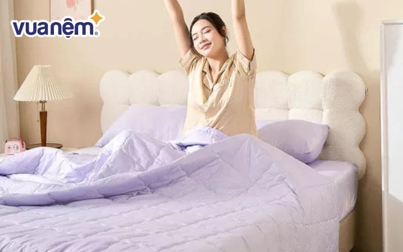 Bộ chăn ga màu tím nhạt tencel cao cấp Goodnight Airsilk