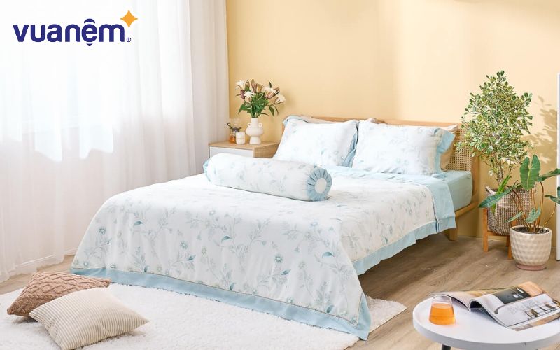 Bộ chăn ga gối màu trắng Amando Jamila