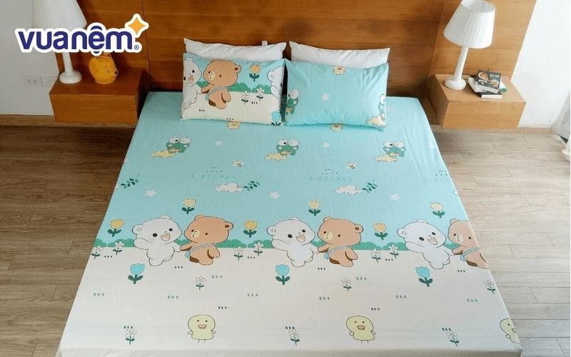 Dòng ga chất liệu cotton hay lụa, người sử dụng có thể nằm trực tiếp