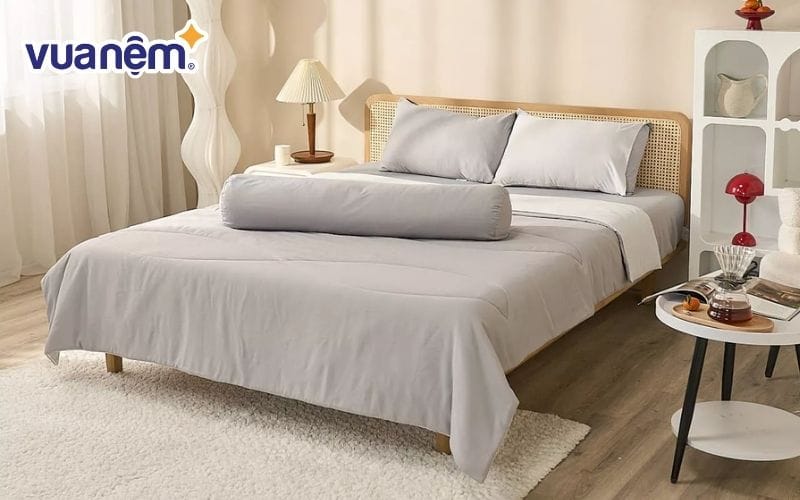 Bộ ga chun 5 chi tiết màu xám Amando Celia