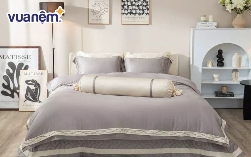 Bộ ga chăn lụa tencel màu xám Amando Soulmate