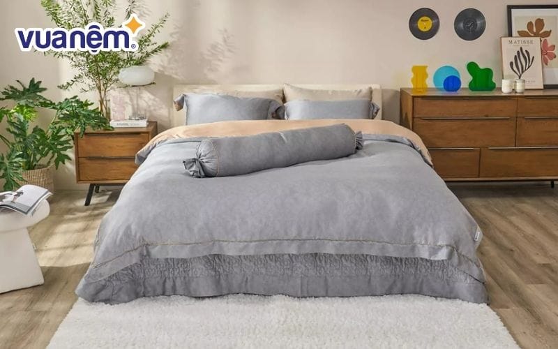 Bộ ga màu xám lụa tencel Amando Élan