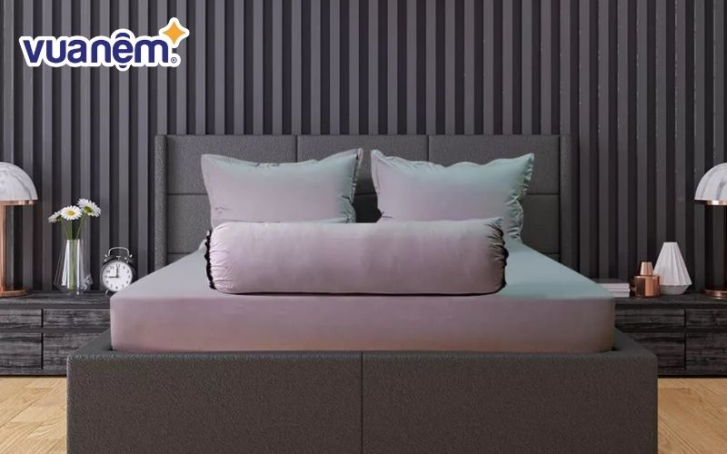 Bộ ga giường cotton HQ màu xám AMD Elsa