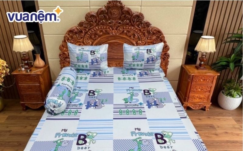 Ga giường thun lạnh lụa họa tiết ô vuông