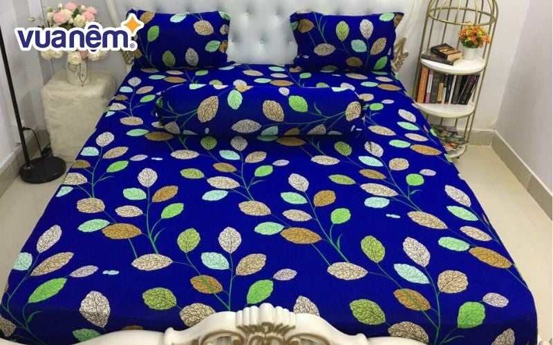 Drap nệm thun lạnh Hàn Quốc họa tiết lá