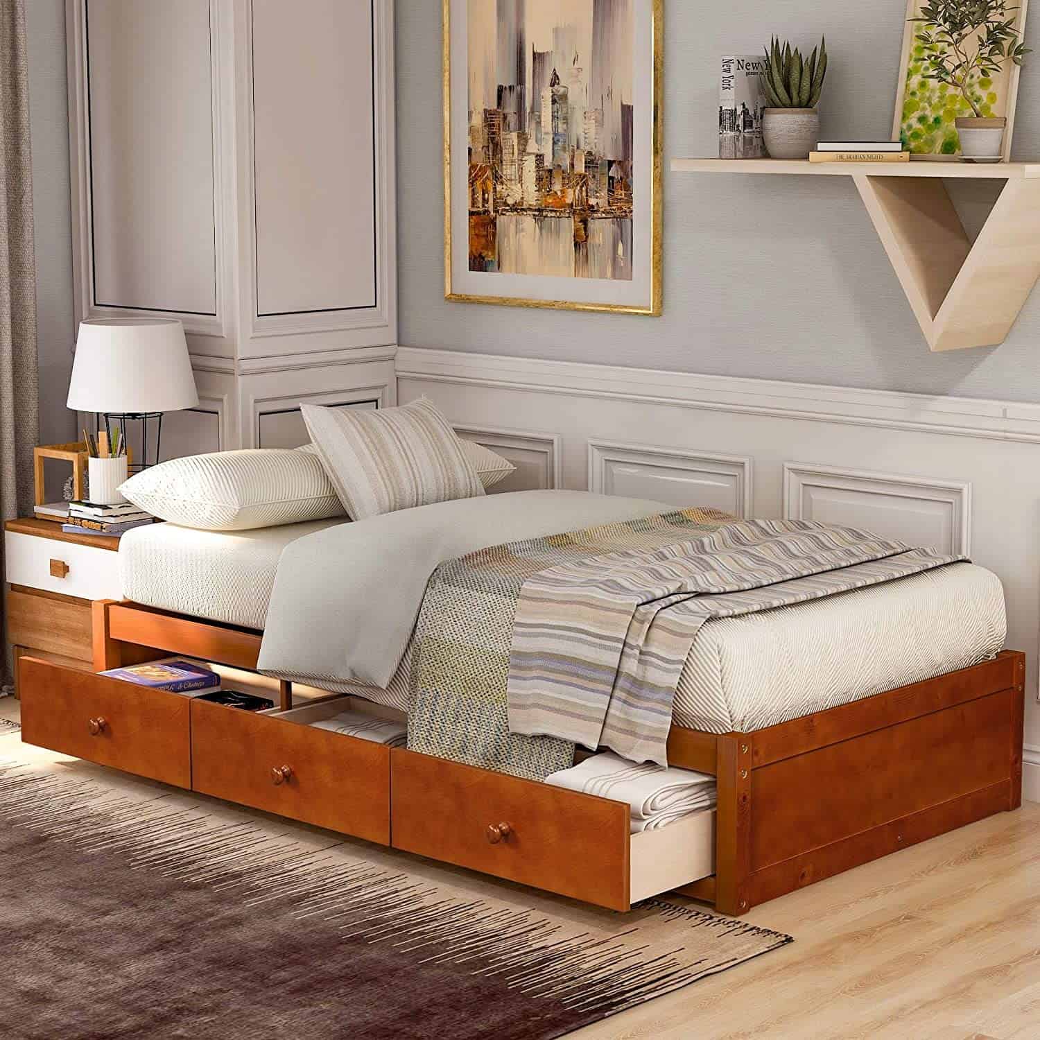 Giường ngủ có ngăn kéo gỗ