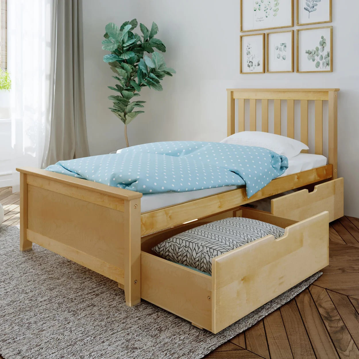 Mẫu giường gỗ kèm ngăn tủ đẹp 22