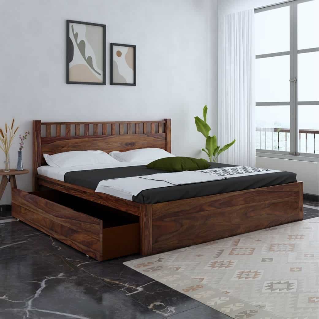Mẫu giường gỗ tự nhiên có ngăn kéo 2