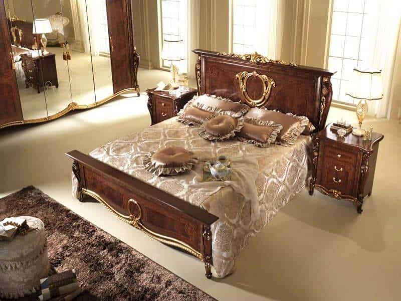 Giường gỗ sồi đỏ tân cổ điển 