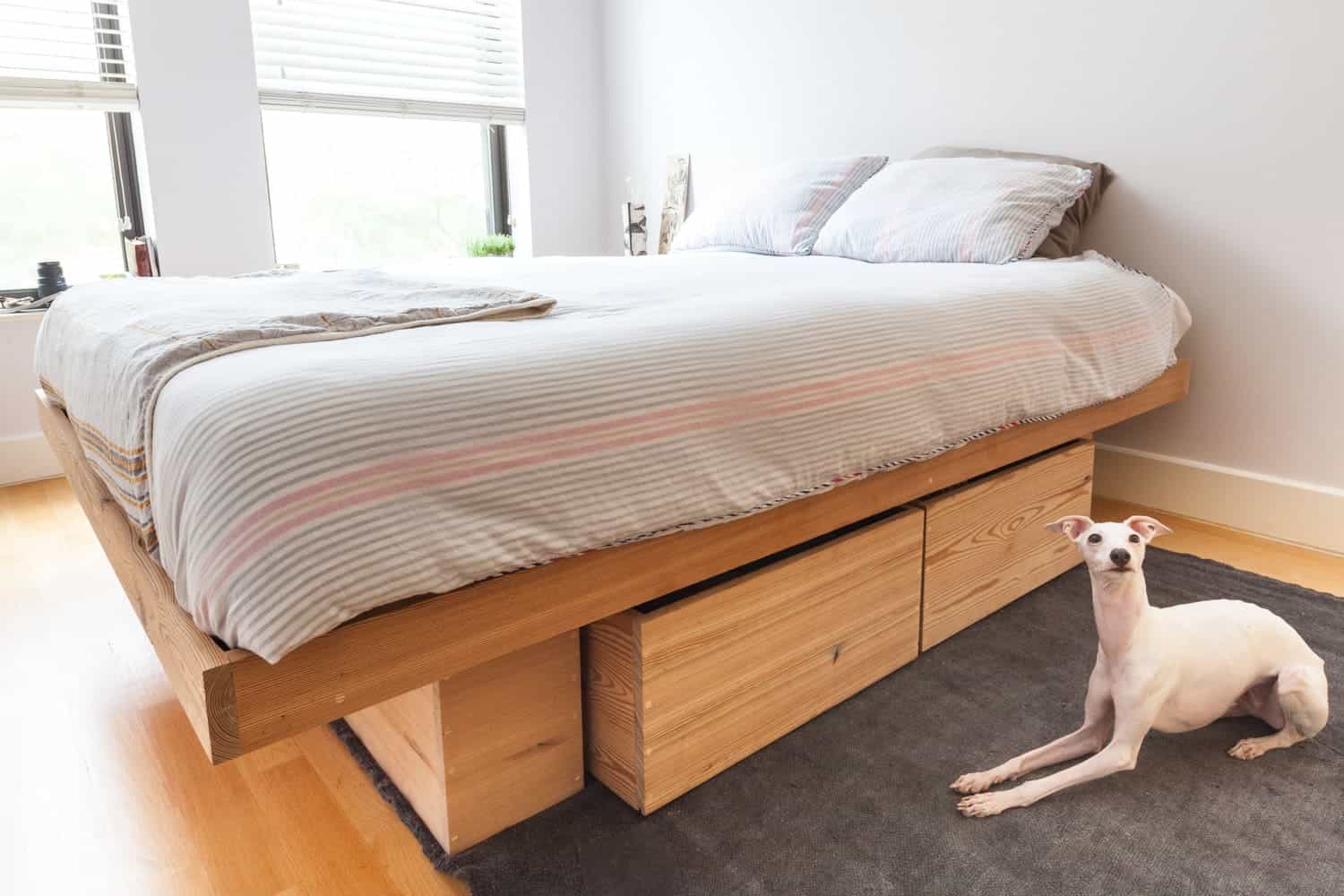 Giường ngủ hiện đại có ngăn kéo bằng gỗ