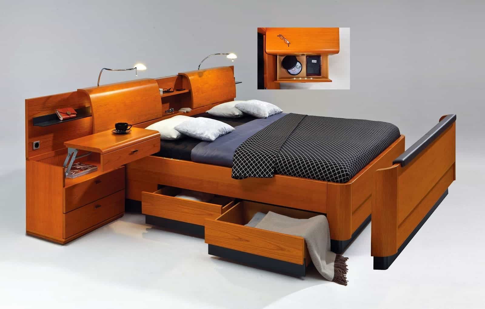 Giường ngủ có ngăn kéo làm từ gỗ tự nhiên chất lượng