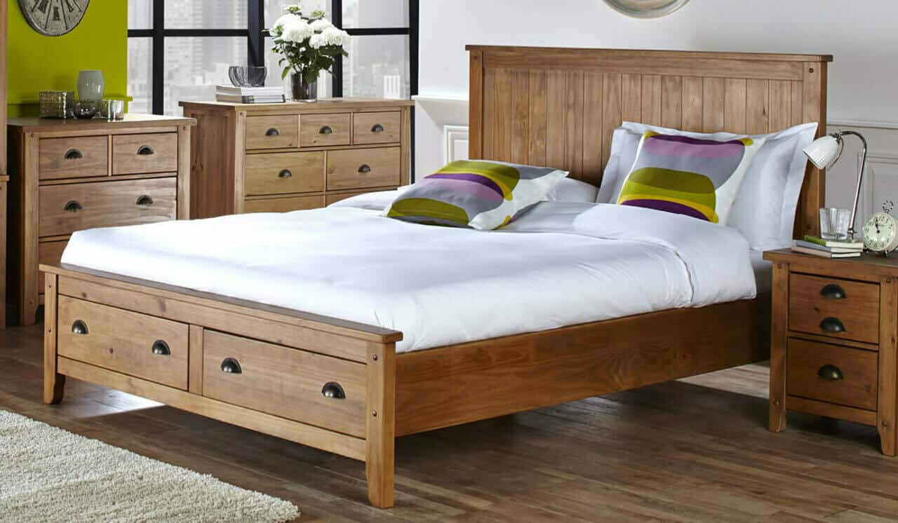 Mẫu giường ngủ gỗ có ngăn kéo đơn giản