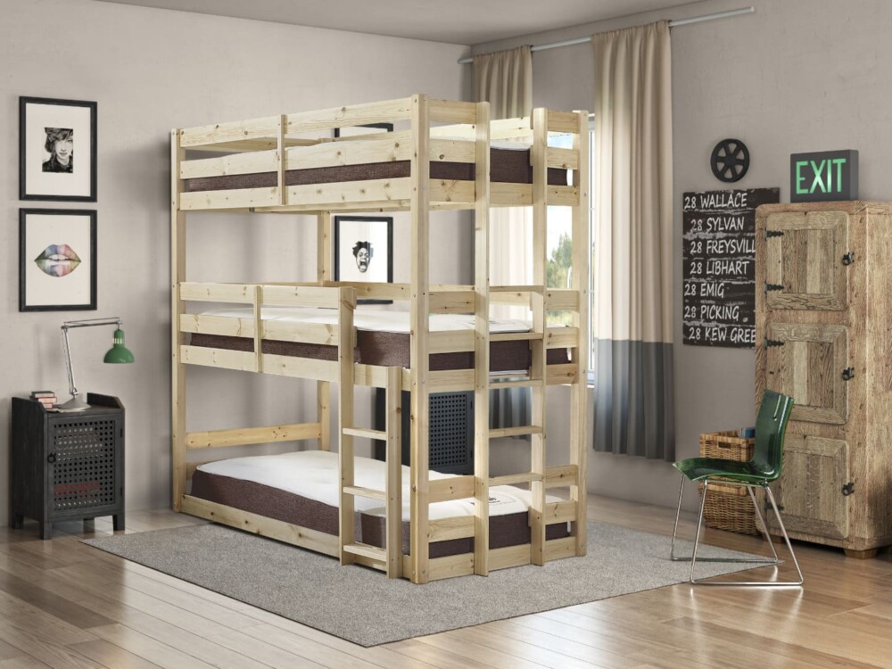  giường tầng gỗ công nghiệp với 3 tầng