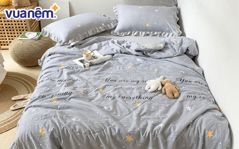 Mền cotton mát vải đũi - Mẫu 2