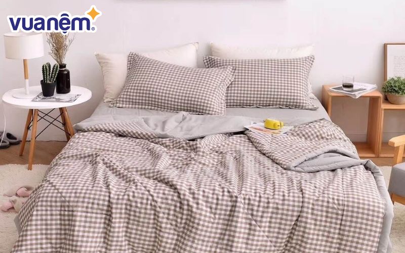 Mền cotton mát vải đũi - Mẫu 4