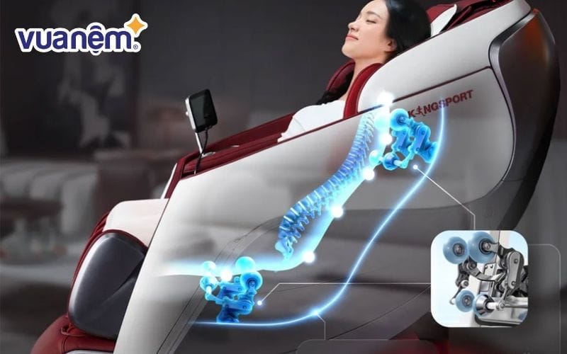 Review ghế massage dựa trên trục ghế và con lăn