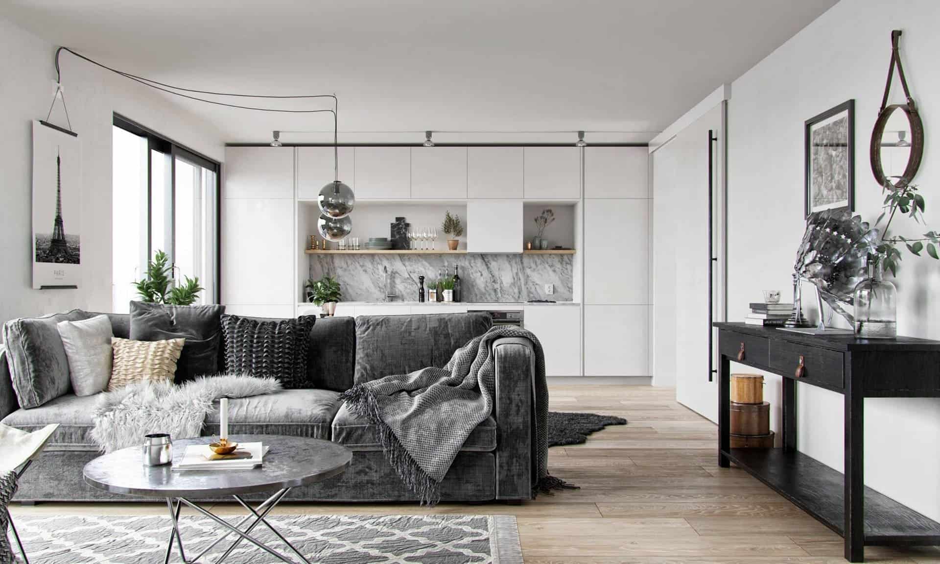 phong cách trang trí nội thất phòng khách Scandinavian