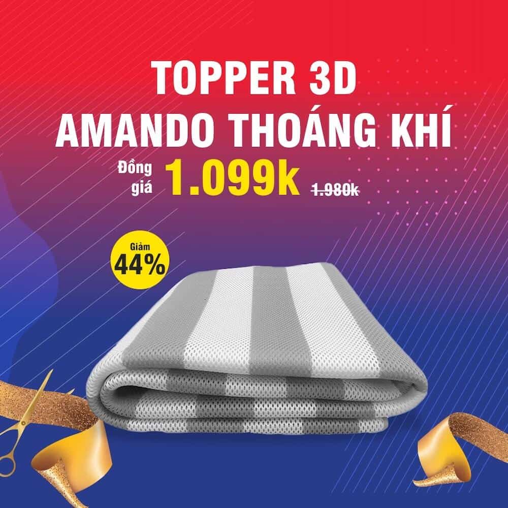 Topper 3D Amando thoáng khí