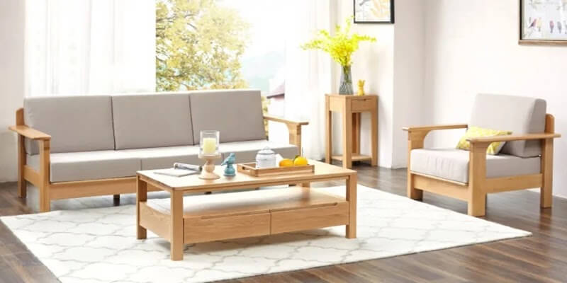 Bàn ghế sofa gỗ thông (mẫu 2)