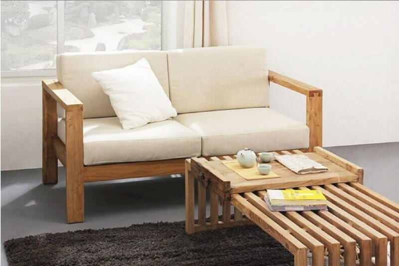 Bàn ghế sofa gỗ thông pallet (mẫu 2)