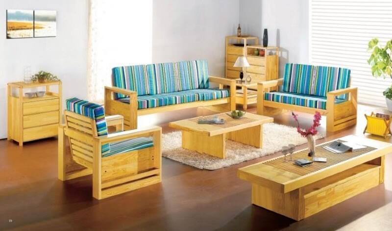 Bàn ghế sofa gỗ thông pallet (mẫu 1)