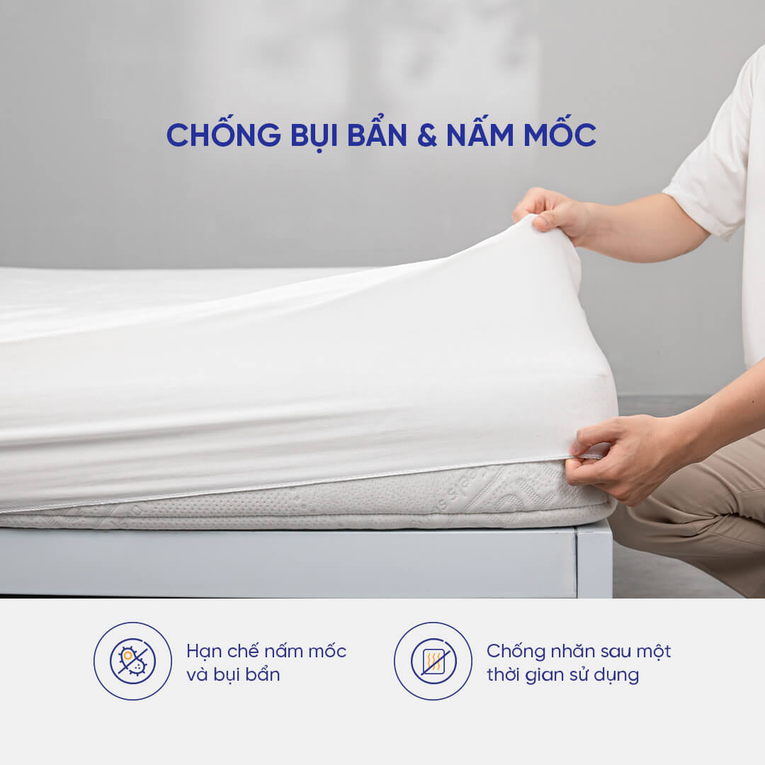 Tấm bảo vệ đệm giúp ngăn chặn bụi bẩn, vi khuẩn và các tác nhân gây dị ứng