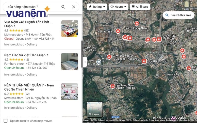 Tìm kiếm địa chỉ cửa hàng nệm quận 7