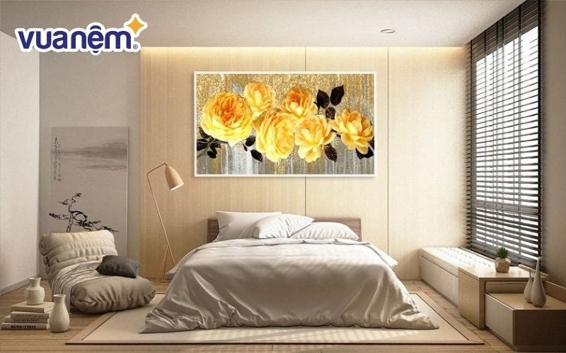 Tranh treo tường cũng là một trong những đồ trang trí phong thủy đặt phòng ngủ