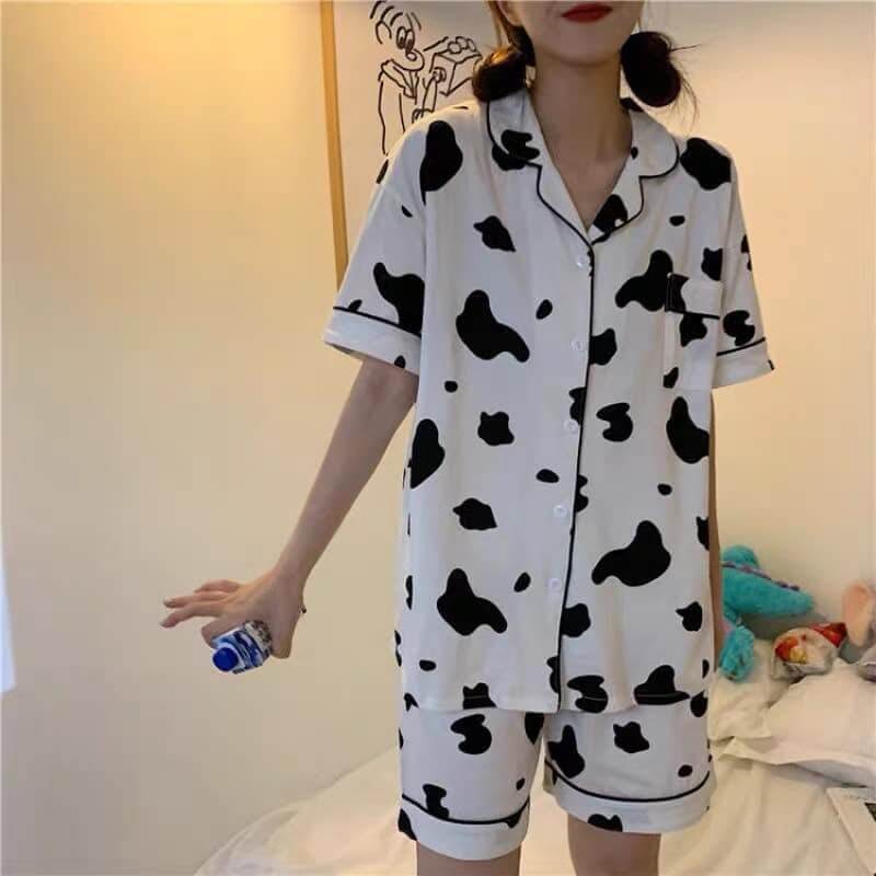 Pijama hoạ tiết bò sữa 
