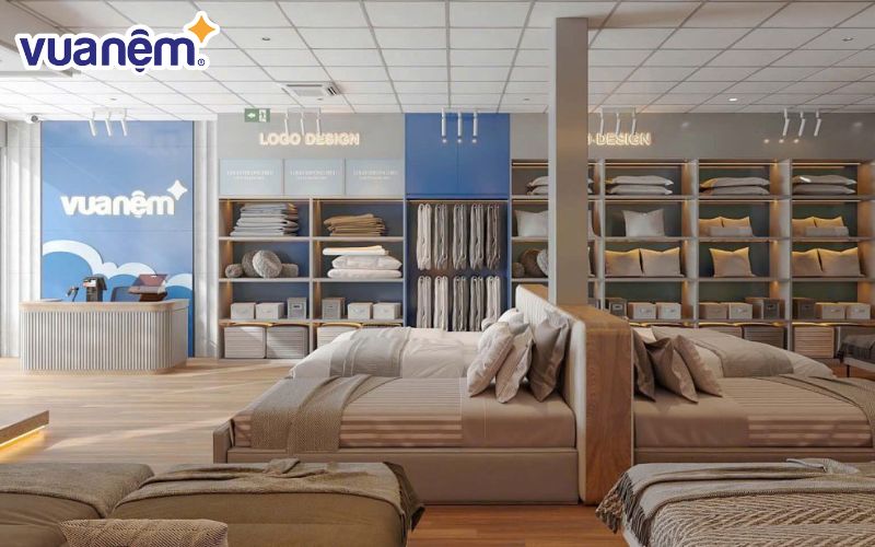 Không gian cửa hàng nệm quận Tân Bình thuộc hệ thống Vua Nệm.