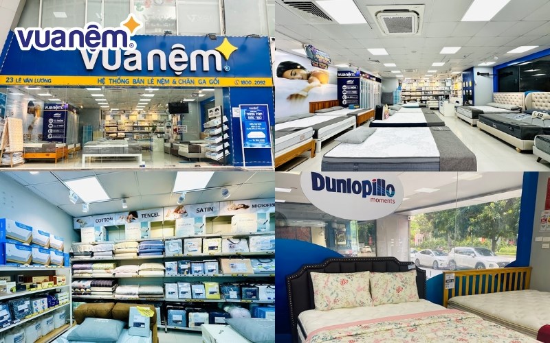 Không gian trải nghiệm sản phẩm tại cửa hàng nệm quận Thanh Xuân Vua Nệm ở số 23 Lê Văn Lương