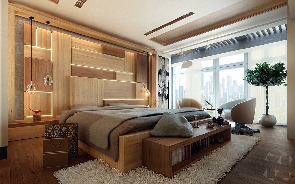Phòng ngủ với đầy đủ hệ thống đèn