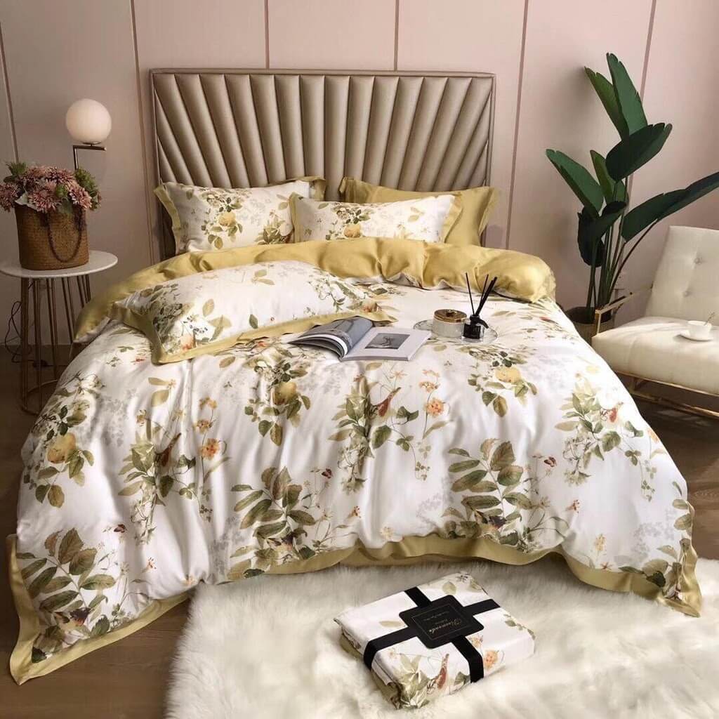 Drap giường làm bằng chất liệu tơ tằm 