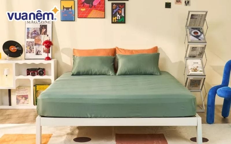 Chăn ga gối tencel Goodnight Airsilk màu xanh pastel