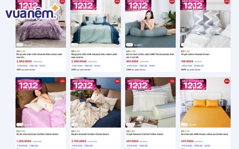 Vua Nệm cung cấp đa dạng các dòng chăn ga cotton