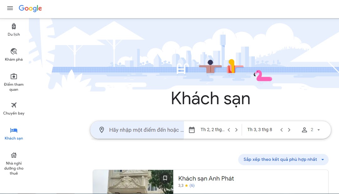 cách tìm nhà nghỉ khách sạn nhanh