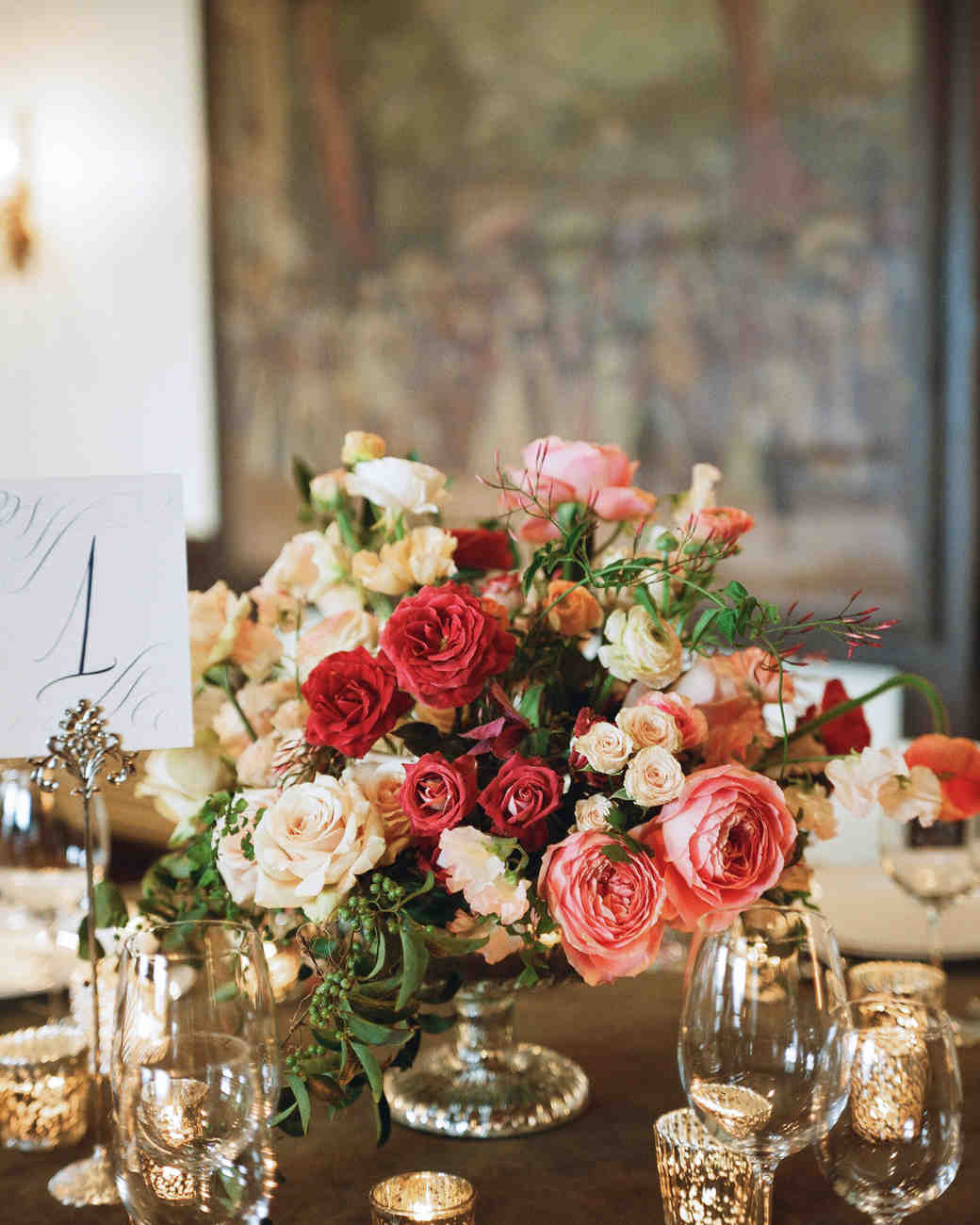 hoa cưới để bàn vintage