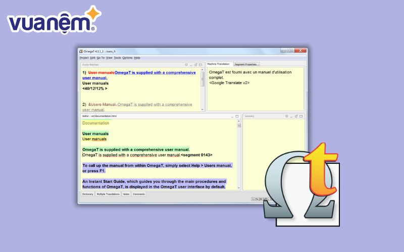 OmegaT là phần mềm dịch thuật thích hợp với người mới bắt đầu và muốn tiết kiệm chi phí