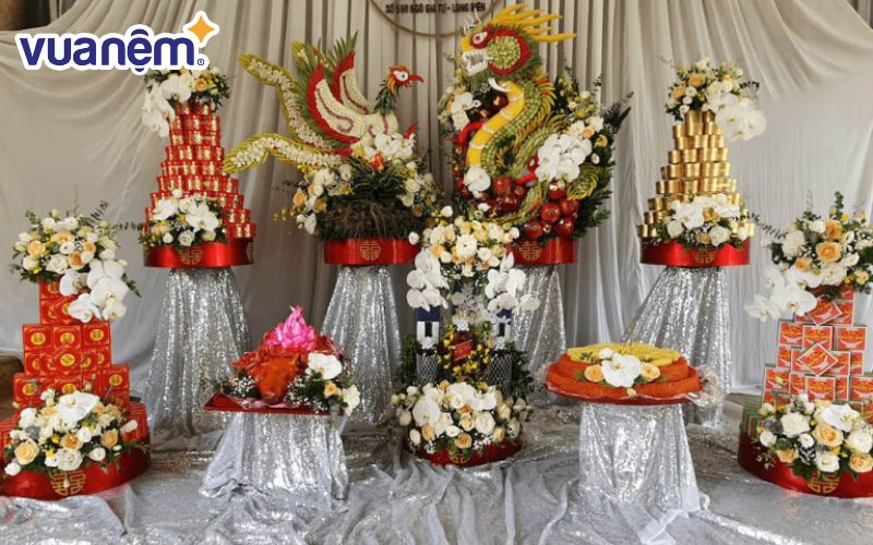 Tráp ăn hỏi 9 lễ cầu kỳ và đẹp mắt