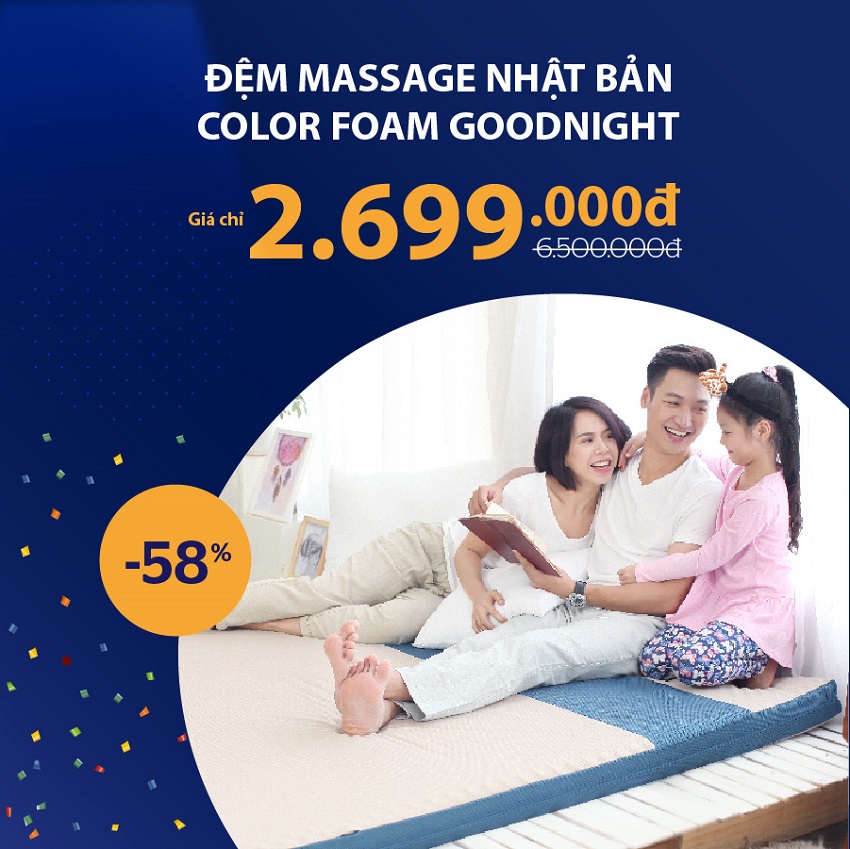 Đệm massage Nhật Bản Color Foam Goodnight