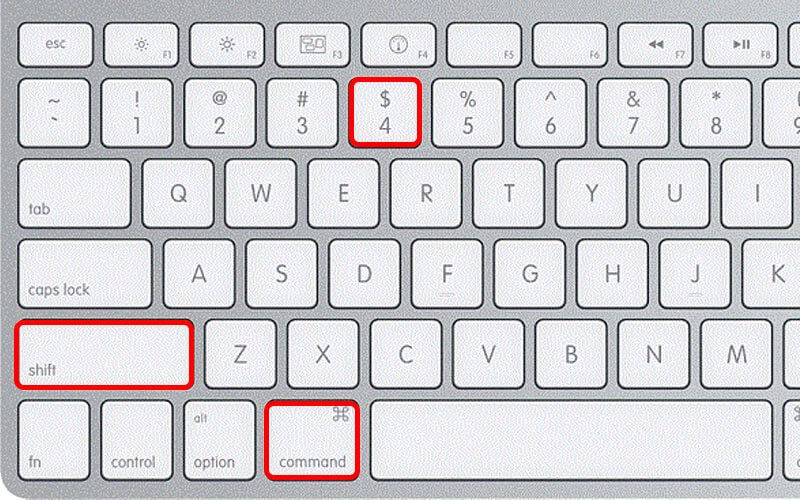  phím Shift + Command (⌘)+ 4.